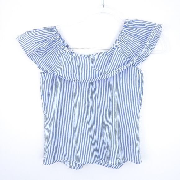 Atmosphere Off Shoulder Top Size 6, Blue White, Cotton, Summer Shirt, Ruffles - Picture 3 of 7